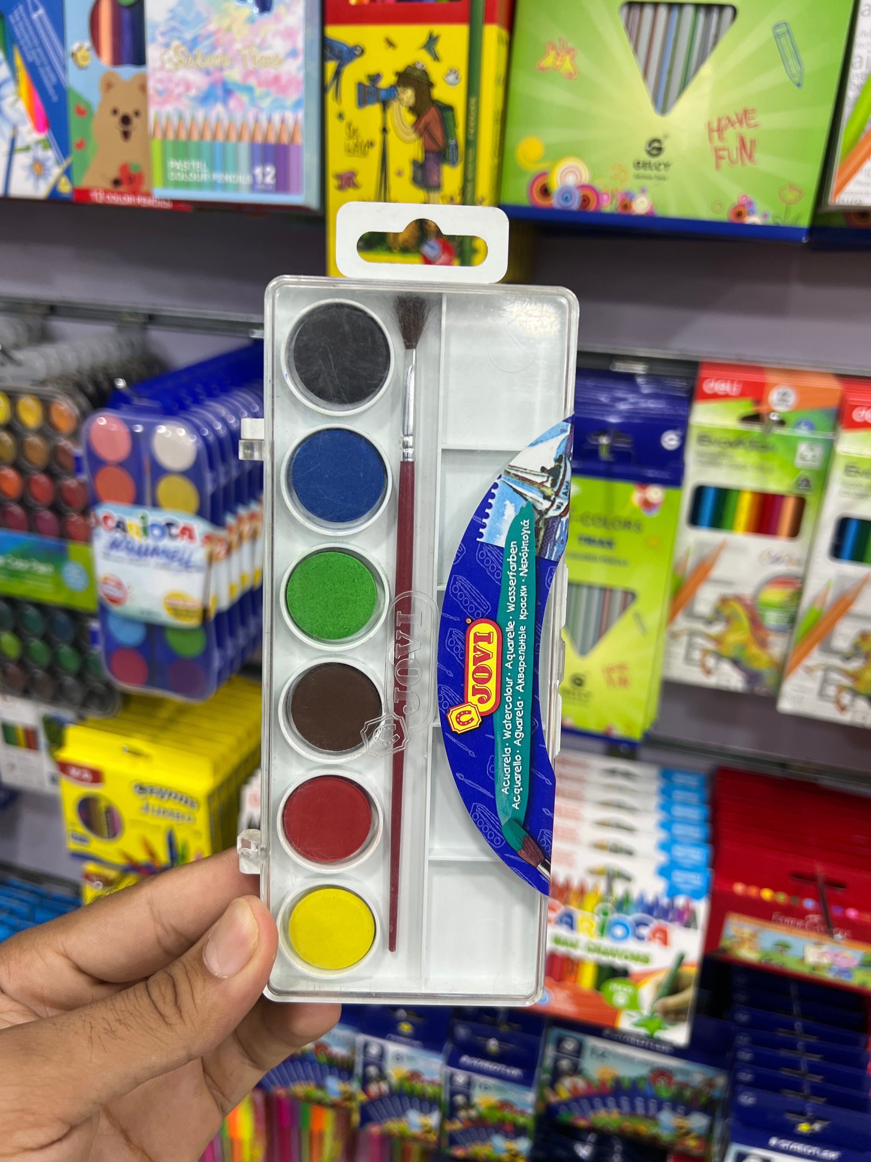 ألوان حجارة 6 لون + فرشة  Jovy